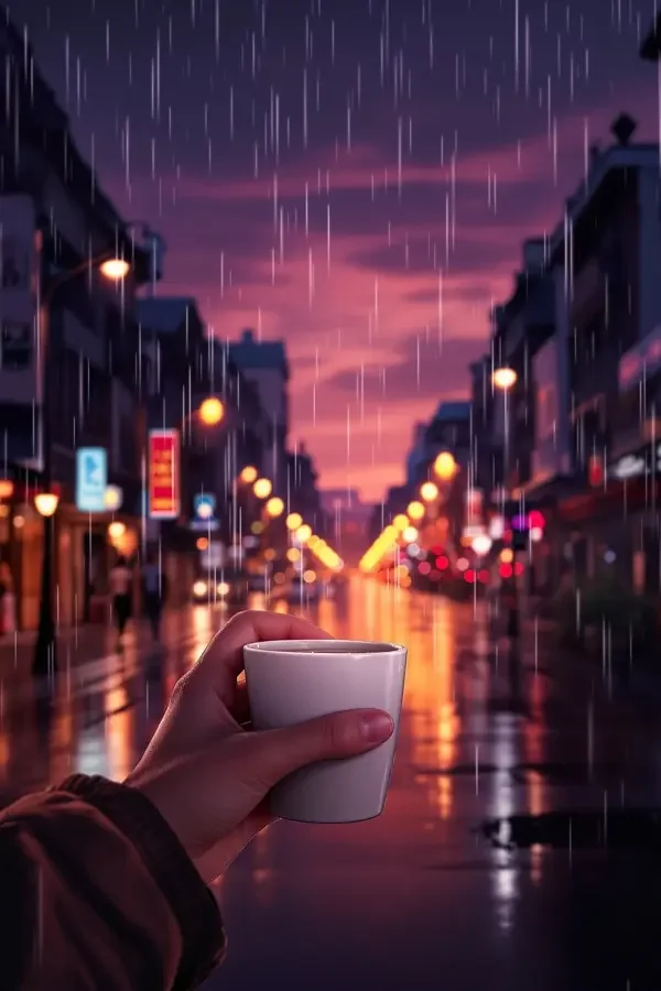 下雨的黄昏与奶茶