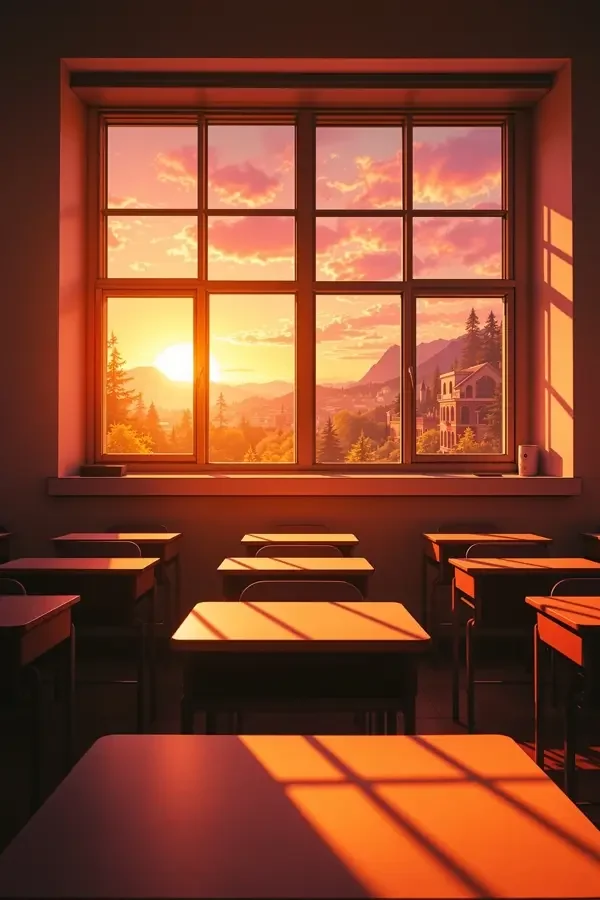 教室窗外的暮色